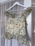 L9353T1 | Woven Tencel Nylon Floral Print Ruffle Top